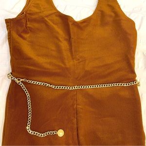 We wore what Copper ribbed jumpsuit. Size M.